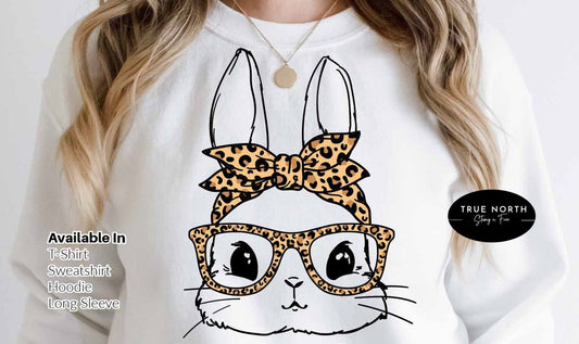 Bunny With Leopard Glasses Shirt, Easter Shirt,Ladies Easter Bunny shirt Easter Bunny Shirt,Easter Shirts For Women,Bunny With Glasses Shirt .