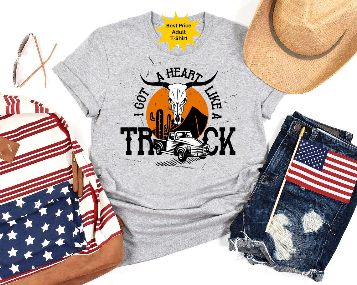 DTF Transfer Heart Like a Truck , Country Music