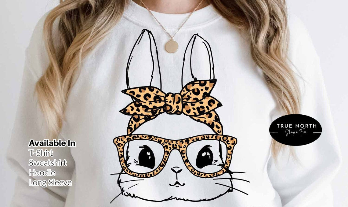 DTF Transfer Bunny With Leopard Glasses