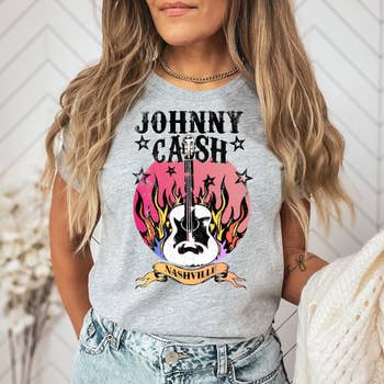 T-Shirt Sweatshirt  Country Johnny Cash Flames .