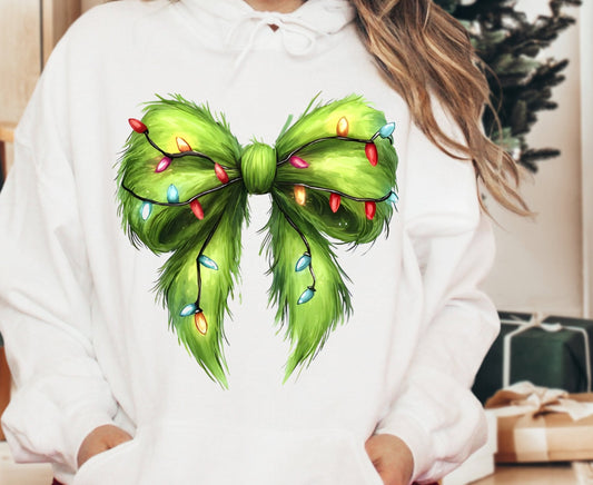 Sweatshirt Hoodie T-Shirt Christmas Grinch Bow With Lights