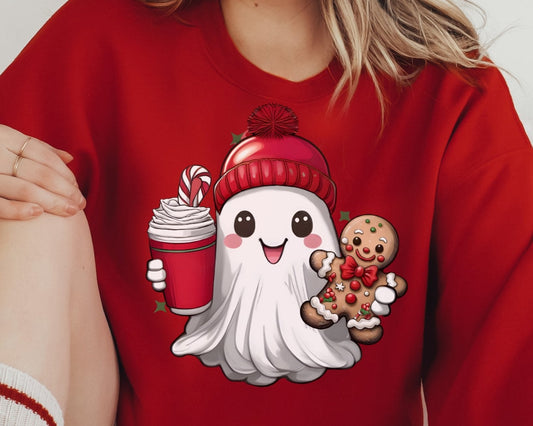 Sweatshirt Hoodie T-Shirt Christmas Ghost Ginger Bread Coffee