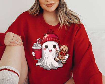 Sweatshirt Hoodie T-Shirt Christmas Ghost Ginger Bread Coffee