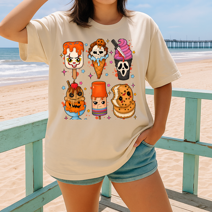 T-Shirt Crewneck Hoody – Killer horror films Kawaii Ice Creams Popsicles