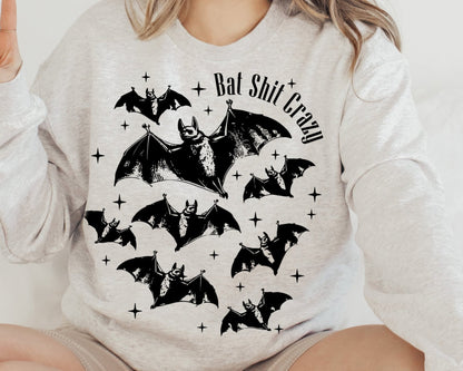 Sweatshirt T-Shirt Hoodie  Fall Halloween Bat Shit Crazy