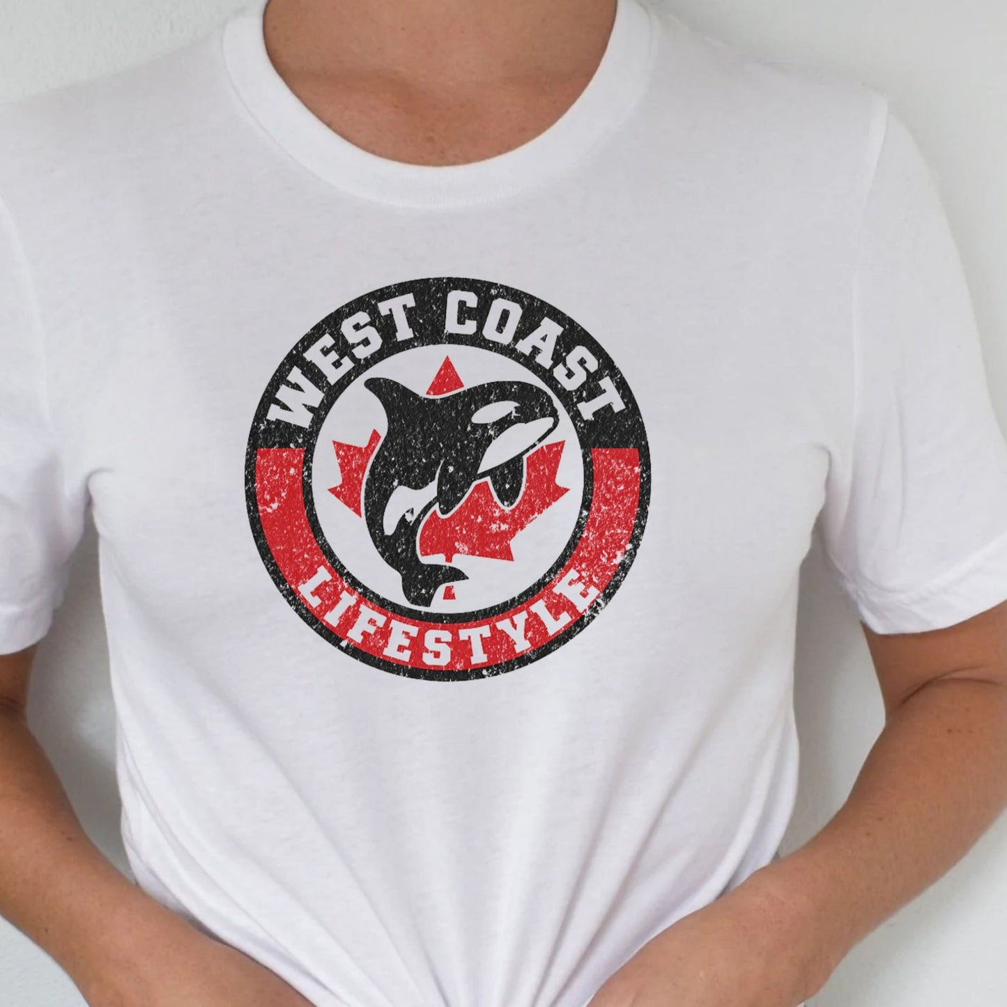 T-Shirt Sweatshirt Crewneck West Coast Lifestyle – Orca Whale & Maple Leaf Circle Design