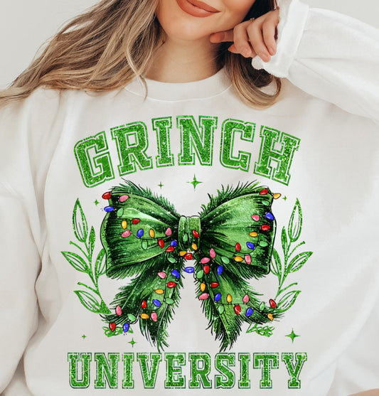 DTF Transfer Christmas Grinch Bow With Lights #2