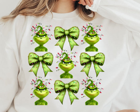 Sweatshirt Hoodie T-Shirt Christmas Grinch W/ Bows