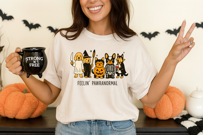 T-Shirt Sweatshirt  Feelin’ Pawranormal Dog Design – Spooky Cute Halloween Pup