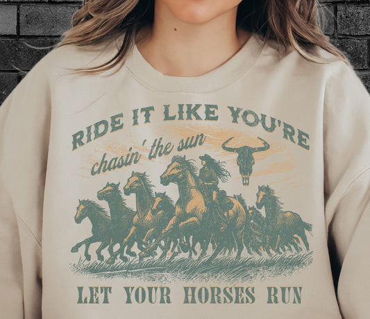 DTF Transfer Western Let Your Horses Run