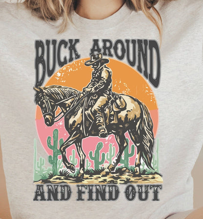 Western Summer T-Shirt and Sweatshirt Set - Stylish Buck Design - Perfect for Any Outdoorsman