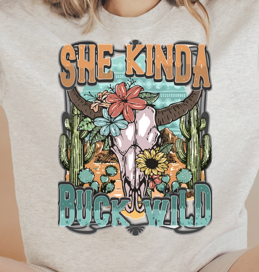 Buck Wild T-Shirt Sweatshirt - Summer Western She Kinda Vibes