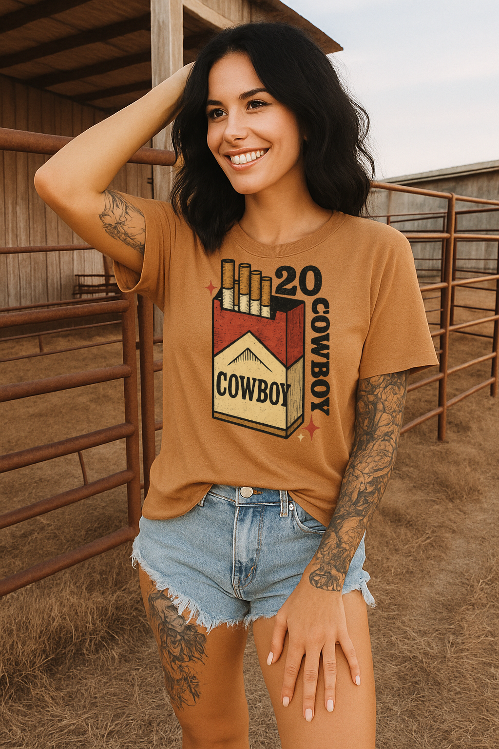 DTF Transfer Cowboy Cigarette Pack – Vintage Western Graphic Design