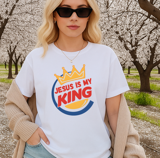 DTF Transfer – Jesus Is My King Christian Faith Design