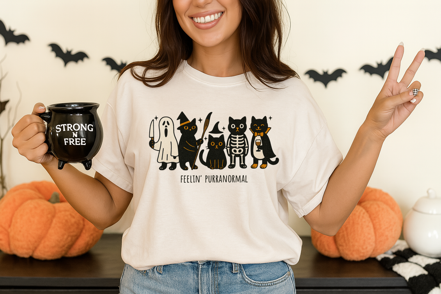 DTF Transfer Feelin’ Purranormal Cat Design – Spooky Cute Halloween Kitty