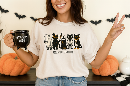 DTF Transfer Feelin’ Purranormal Cat Design – Spooky Cute Halloween Kitty