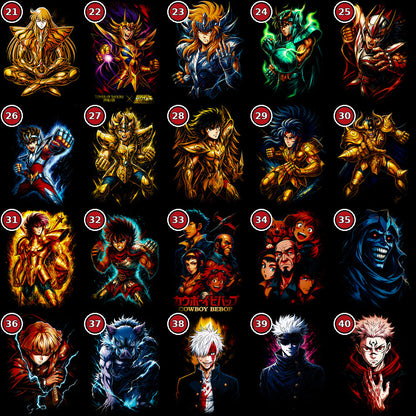 Anime Heroes DTF transfer selection guide designs 21 to 40