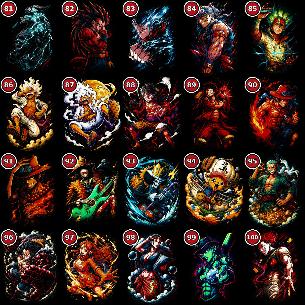 Anime Heroes DTF transfer selection guide designs 81 to 100