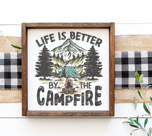 13" Framed Wooden Camping Signs