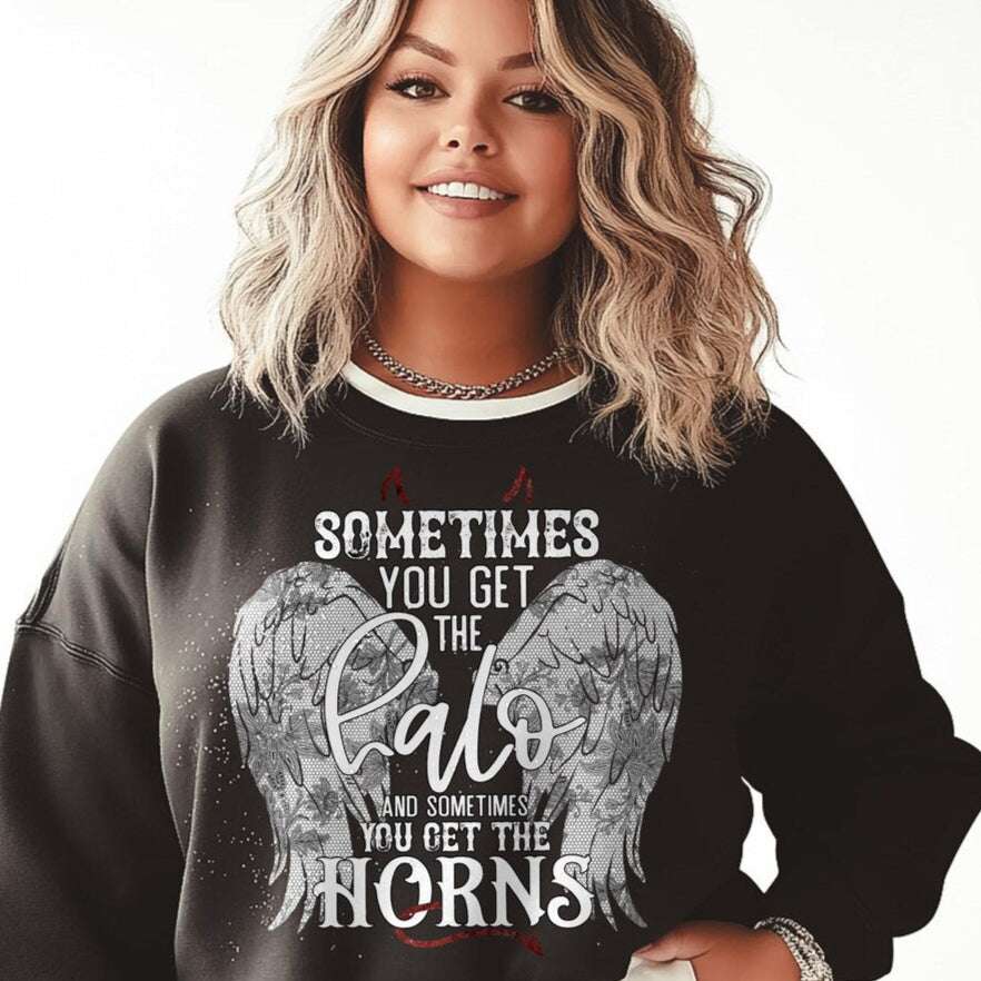 T-Shirt Sweatshirt Crew - Sometimes You Get the Halo, Sometimes You Get the Horns