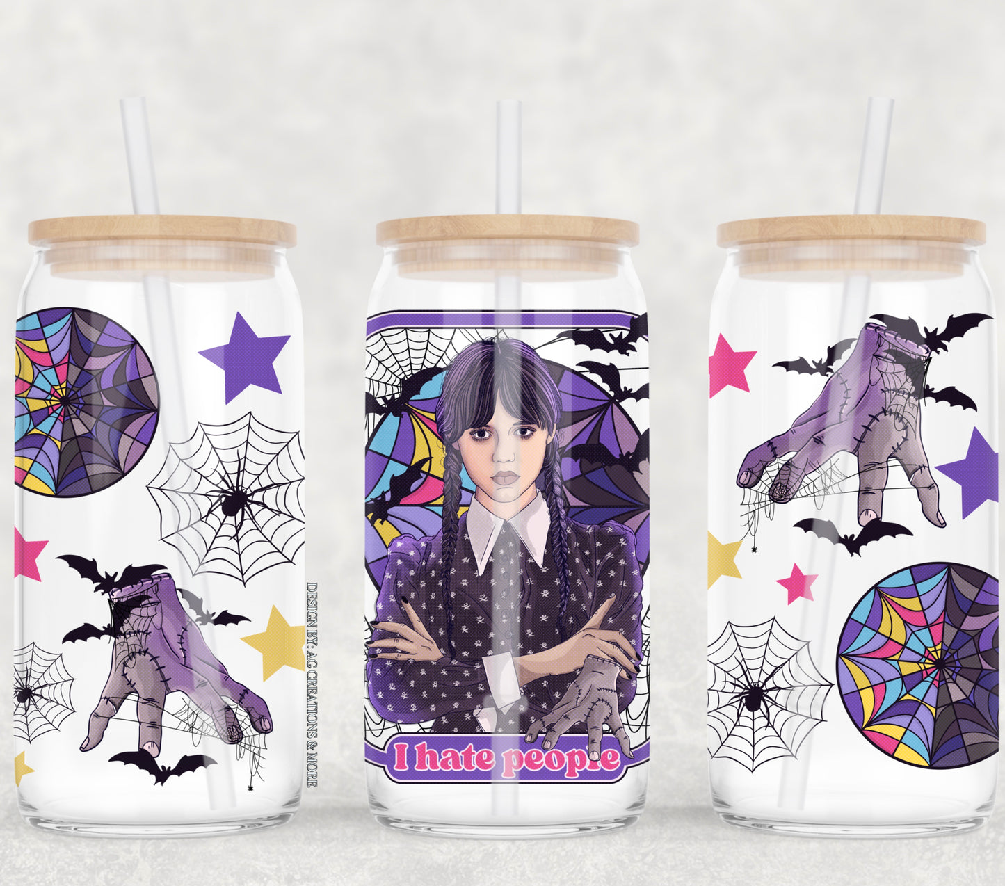 UV DTF Cup Wrap – I Hate People Gothic Halloween Girl Design