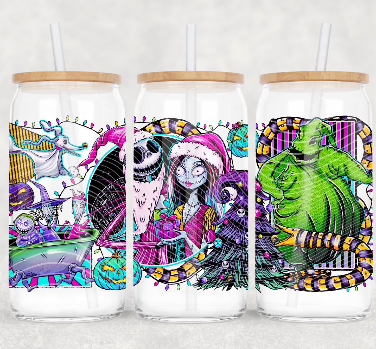 DTF Transfer UV Cup Wrap – Nightmare Before Xmas Holiday Mashup Design