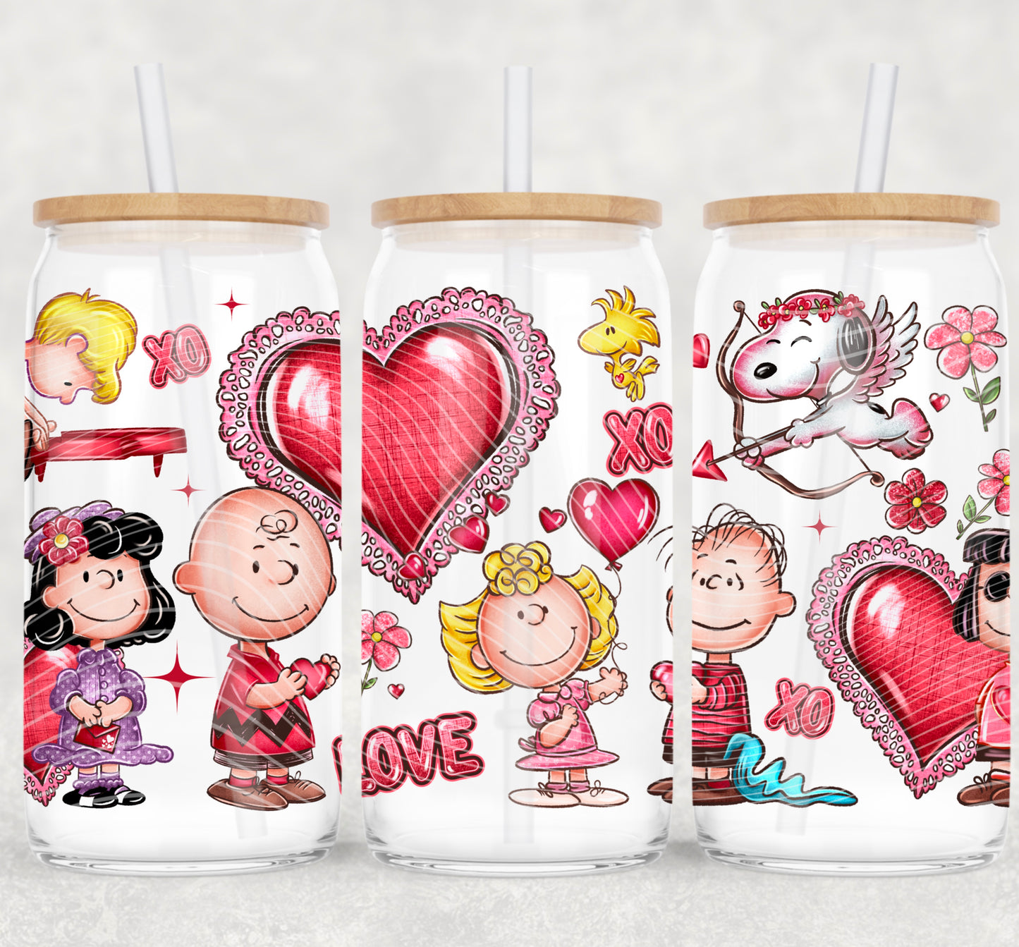 UV DTF Cup Wrap – Pea-nuts Valentine’s Day | Snoopy & Friends Love Glass Cup Decal