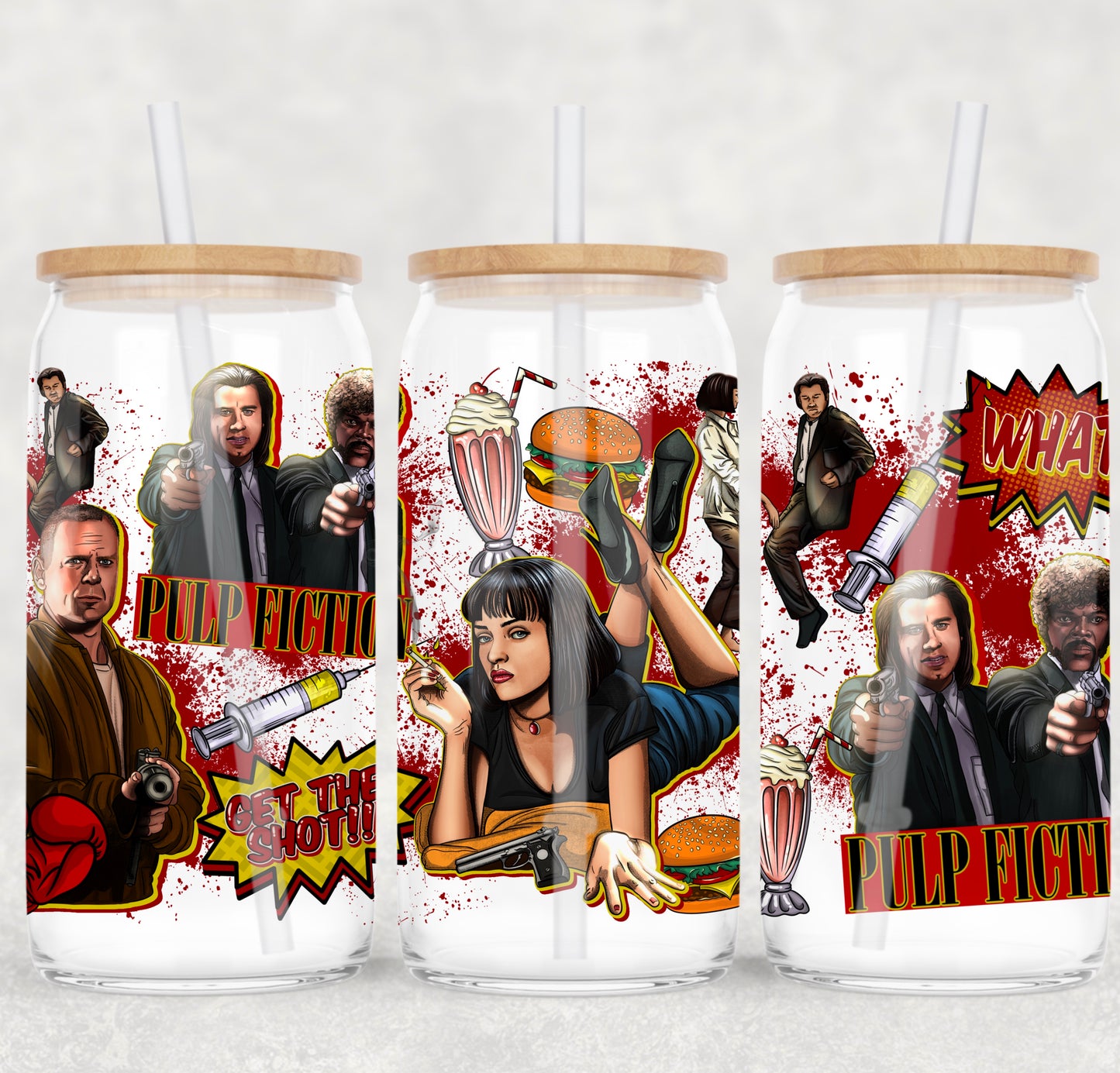 UV DTF Cup Wrap – Pulp Fictionn | Cult Classic Movie Scene Glass Cup Decal