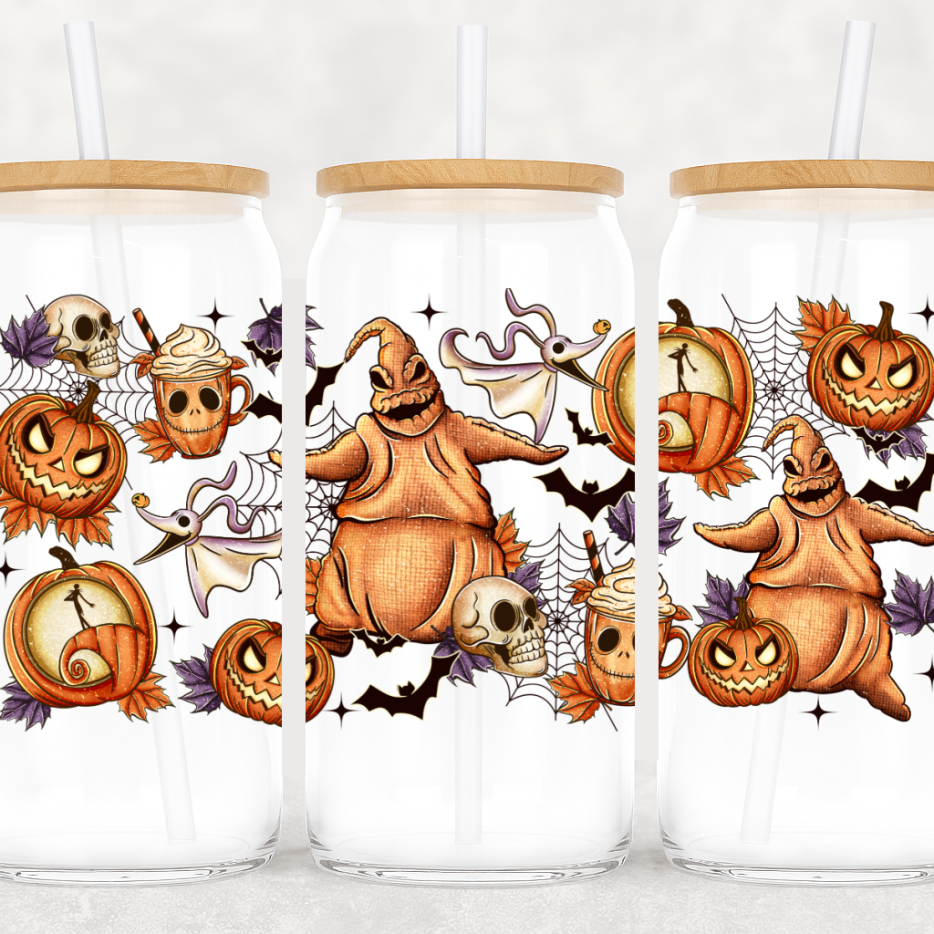 UV-DTF Ooogie Boogie Halloween Cup Wrap – Spooky Pumpkins & Skulls