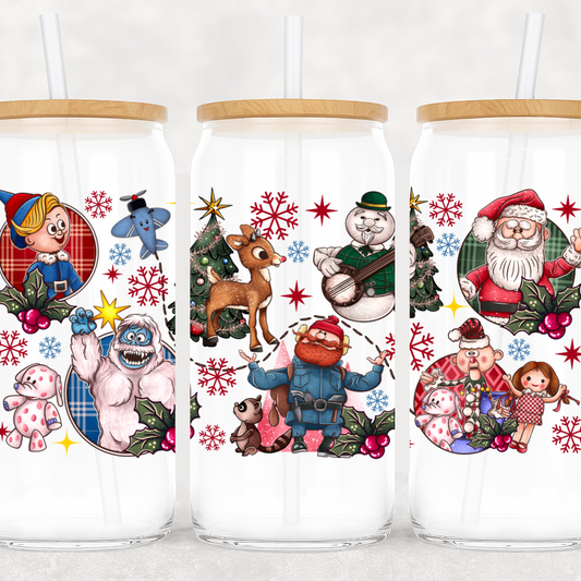 UV-DTF Rudolph & Friends Christmas Cup Wrap – Vintage Holiday Characters