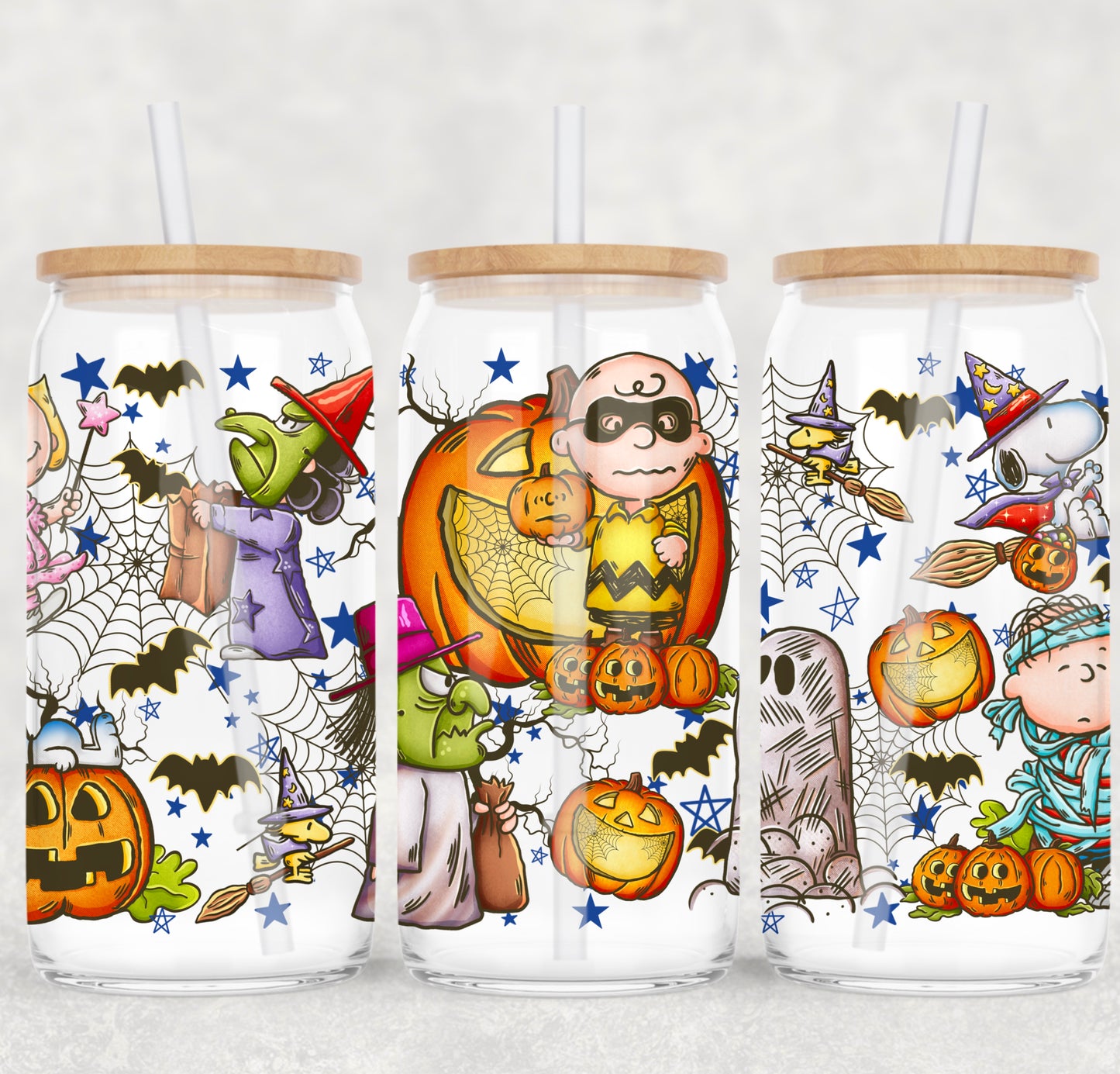 UV DTF Cup Wrap – Great Pumpkin Halloween | Peanuts Trick-or-Treat Glass Cup Decal