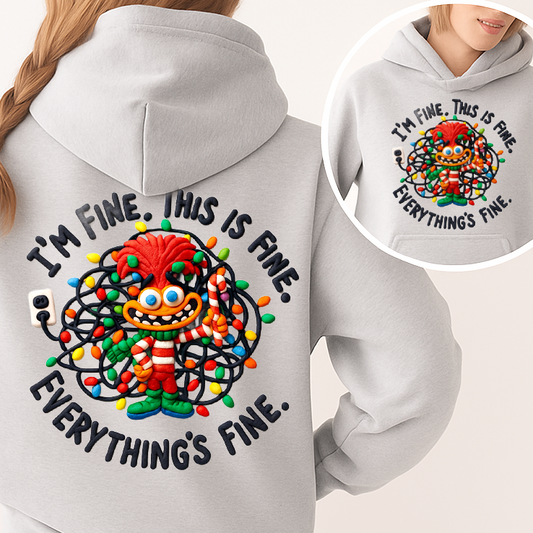 DTF Transfer – Claymation I’m Fine This Is Fine Christmas Lights