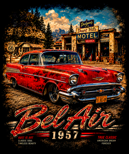 DTF Transfer Halftone - 1957 Chevrolet Bel Air at the Motel
