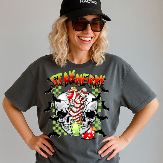 DTF Transfer Stay Merry Punk Rock Christmas