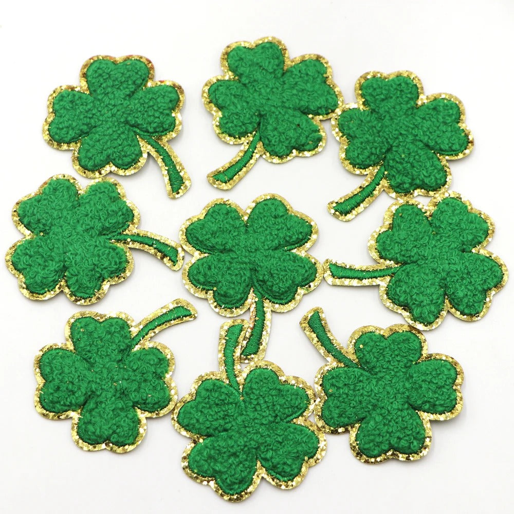 Chenille Embroidery Iron On Patch Shamrock 2.4" x 1.9"