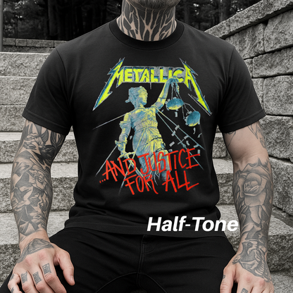 DTF Transfer Halftone  Vintage Rock Band