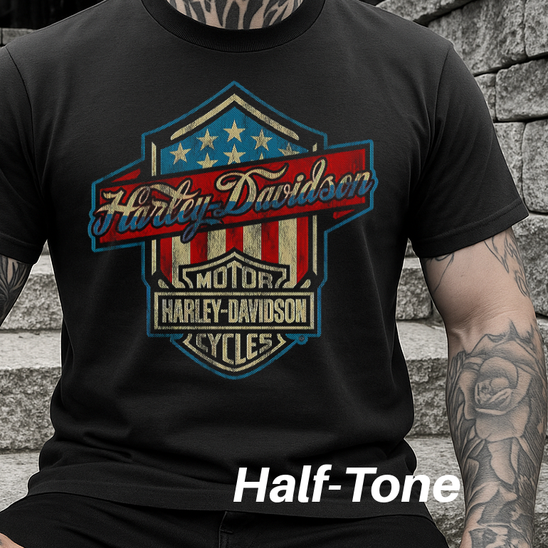 DTF Transfer Halftone Vintage Biker Old School Look