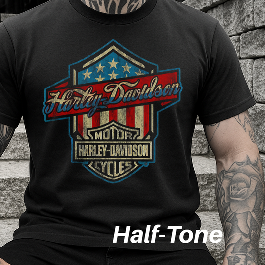 DTF Transfer Halftone Vintage Biker Old School Look