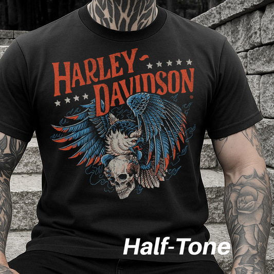 DTF Transfer Halftone Vintage Biker Old School Look
