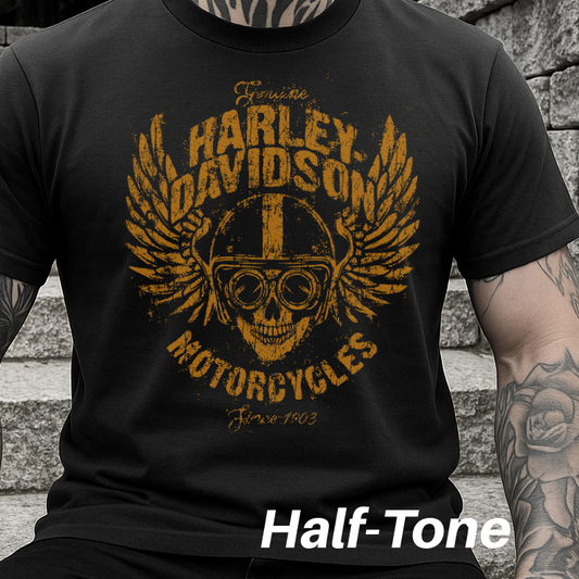 DTF Transfer Halftone Vintage Biker Old School Look