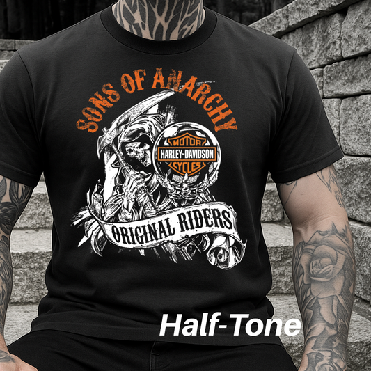 DTF Transfer Halftone Vintage Biker Old School Look