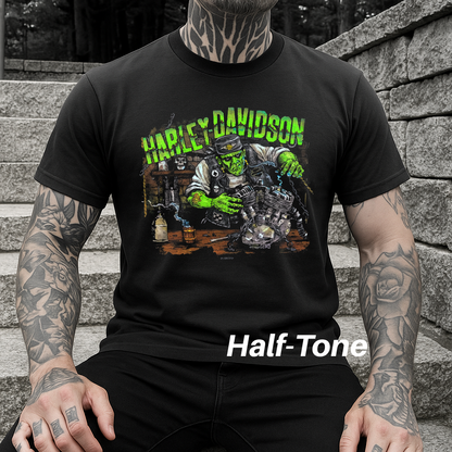 DTF Transfer Halftone Vintage Biker Old School Look