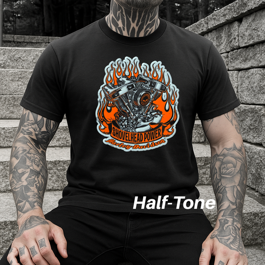 DTF Transfer Halftone Vintage Biker Old School Look