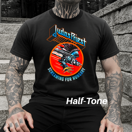 DTF Transfer Halftone  Vintage Rock Band Def