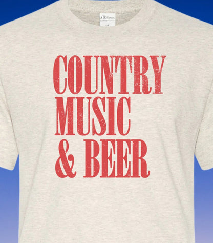T-Shirt Sweatshirt Crewneck – Country Music & Beer Western Bold Design