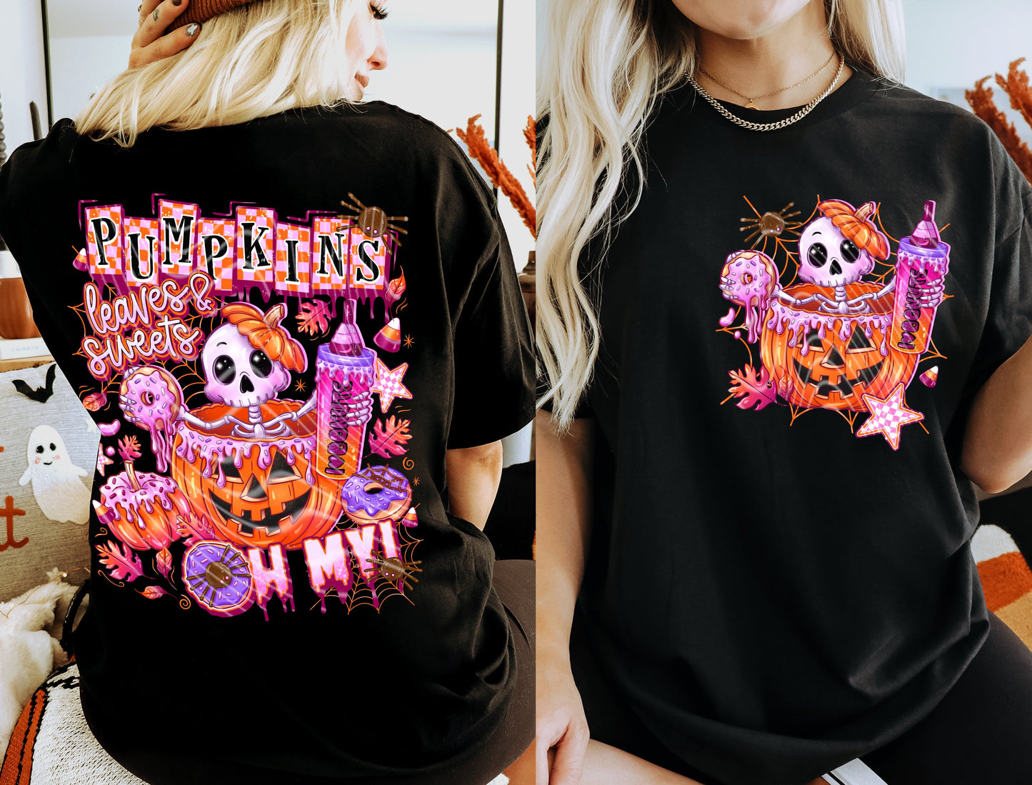 T-Shirt - Sweatshirt – Pumpkins, Leaves & Sweets Oh My! | Halloween Donuts,