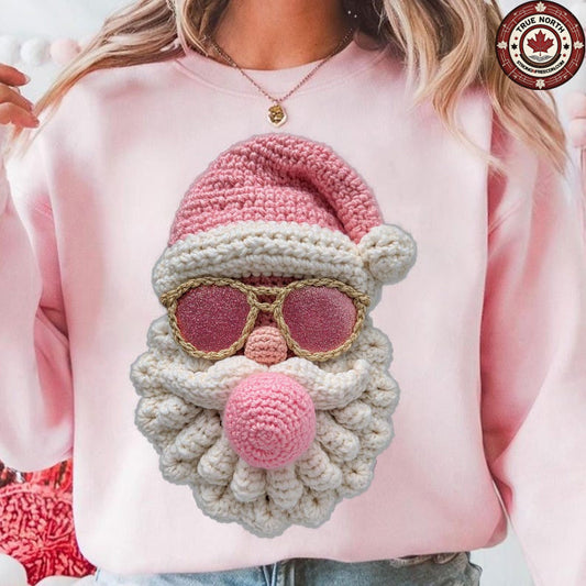 T-Shirt Crewneck Cool Santa Crochet Style.