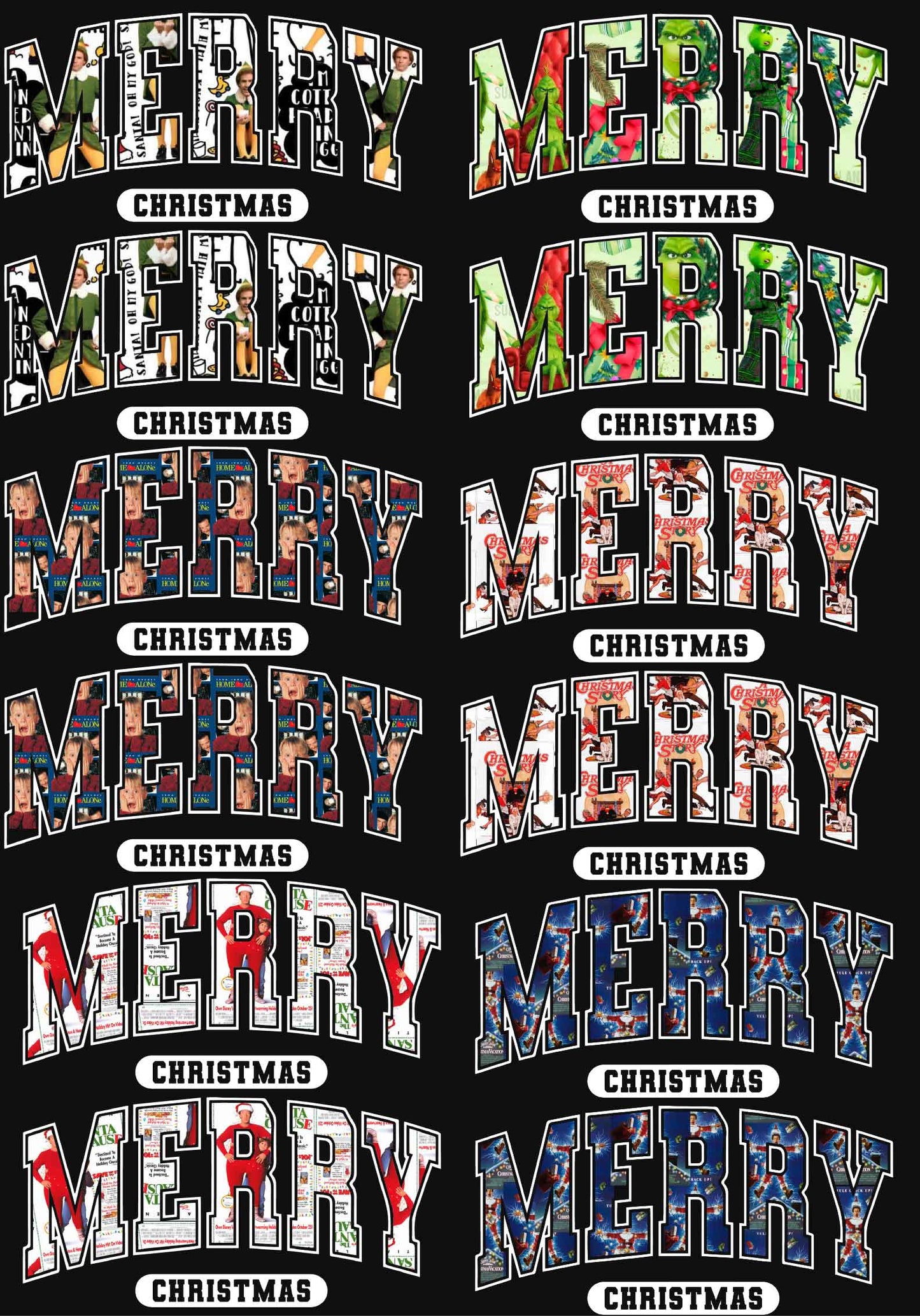 Premade Gangsheets DTF Christmas Movies