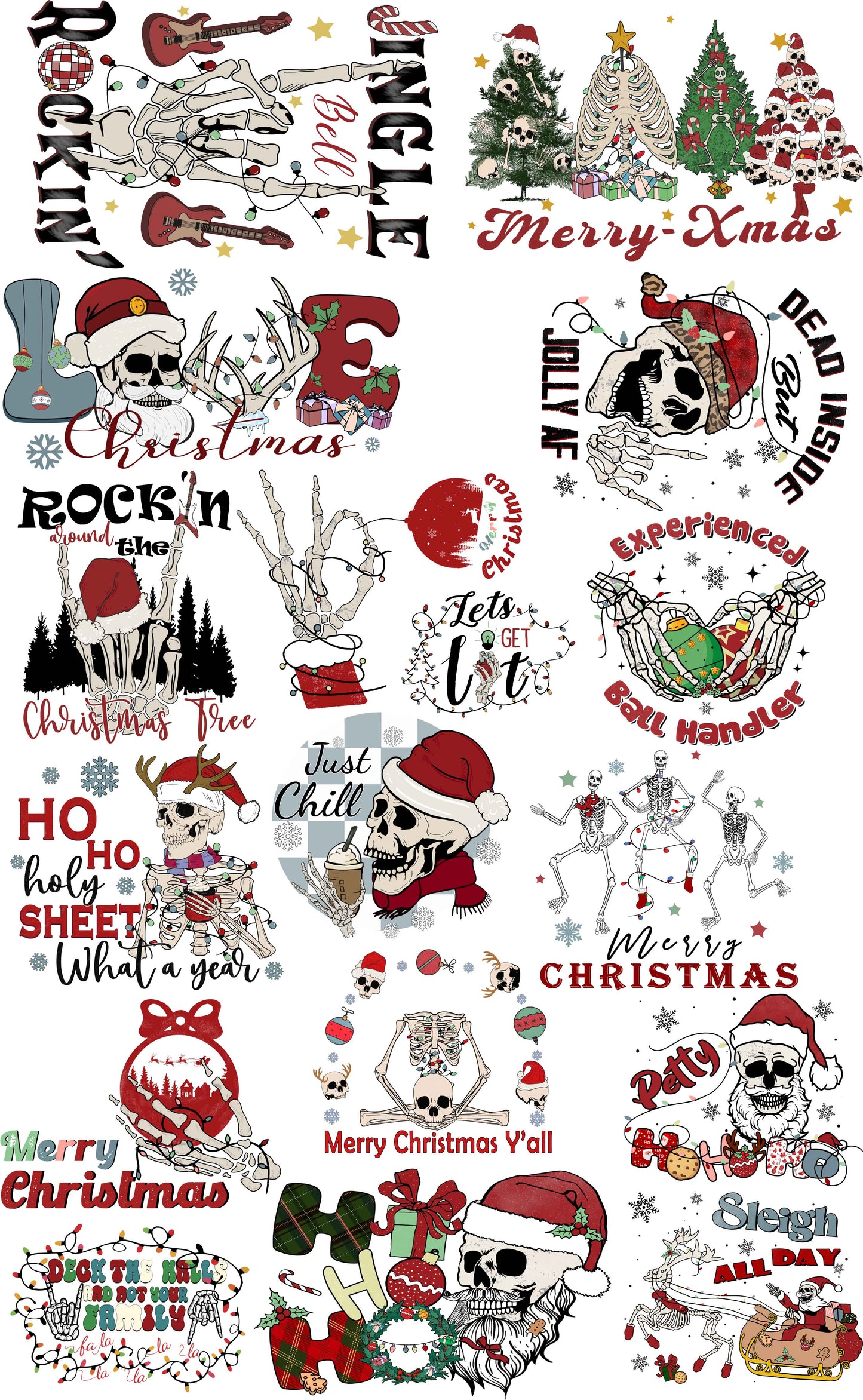 Premade Gangsheets DTF Skelton Christmas