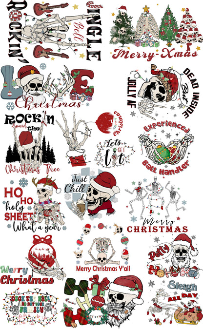 Premade Gangsheets DTF Skelton Christmas